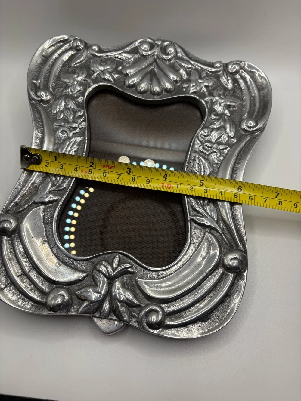 Vintage Mexican Pewter Picture Frame 5x7 Spanish Colonial Ornate Tabletop Decor